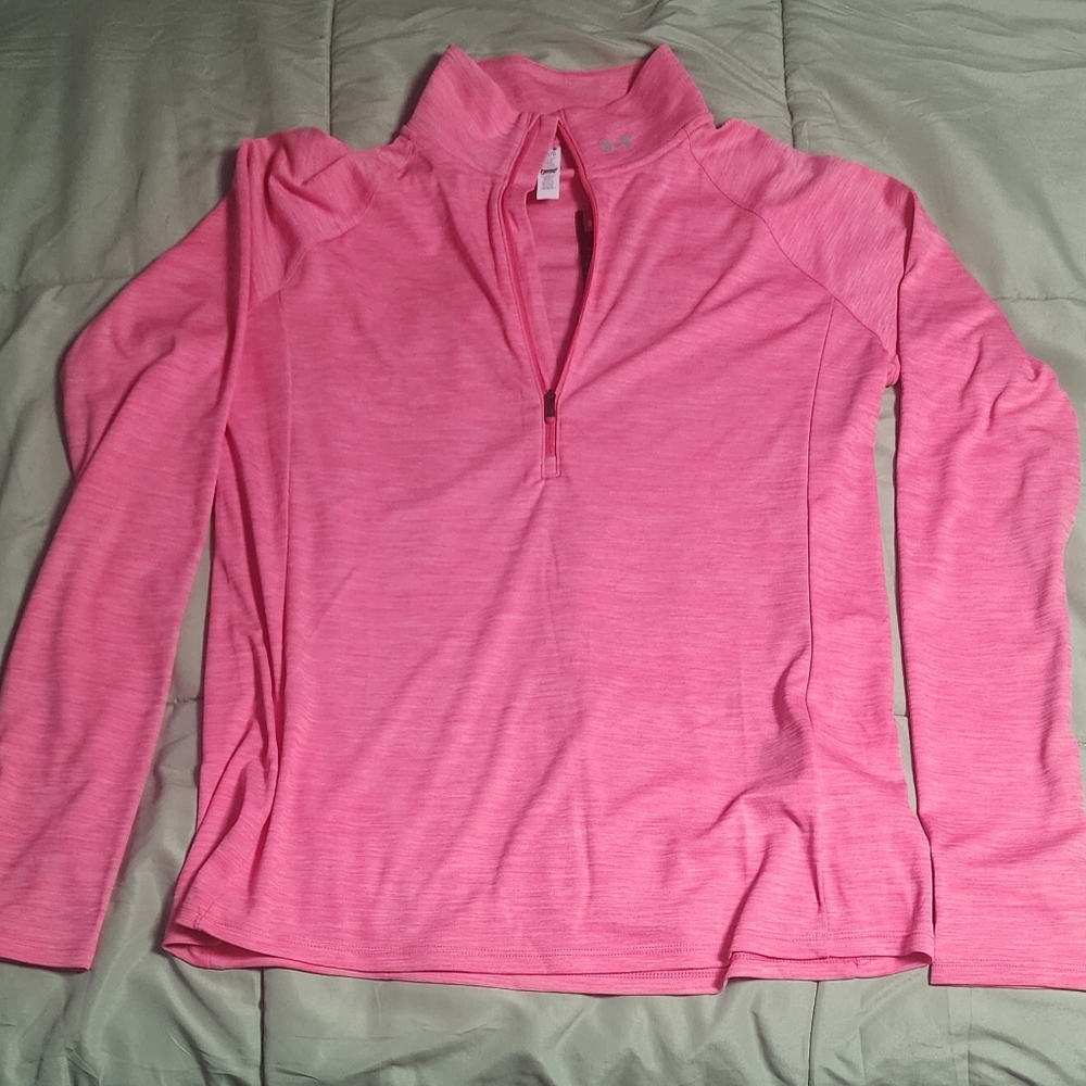 Women's Under Armor Heatgear Pink Fitted Half-Zip Top